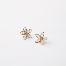 Load image into Gallery viewer, Ember Small Marbleized White Flower Stud Earrings
