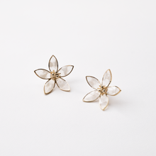 Load image into Gallery viewer, Ember Large Marbleized White Flower Stud Earrings
