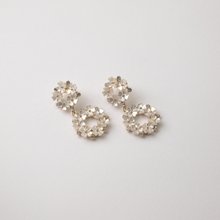 Load image into Gallery viewer, Colette Cluster Flower Pearl Drop Earrings
