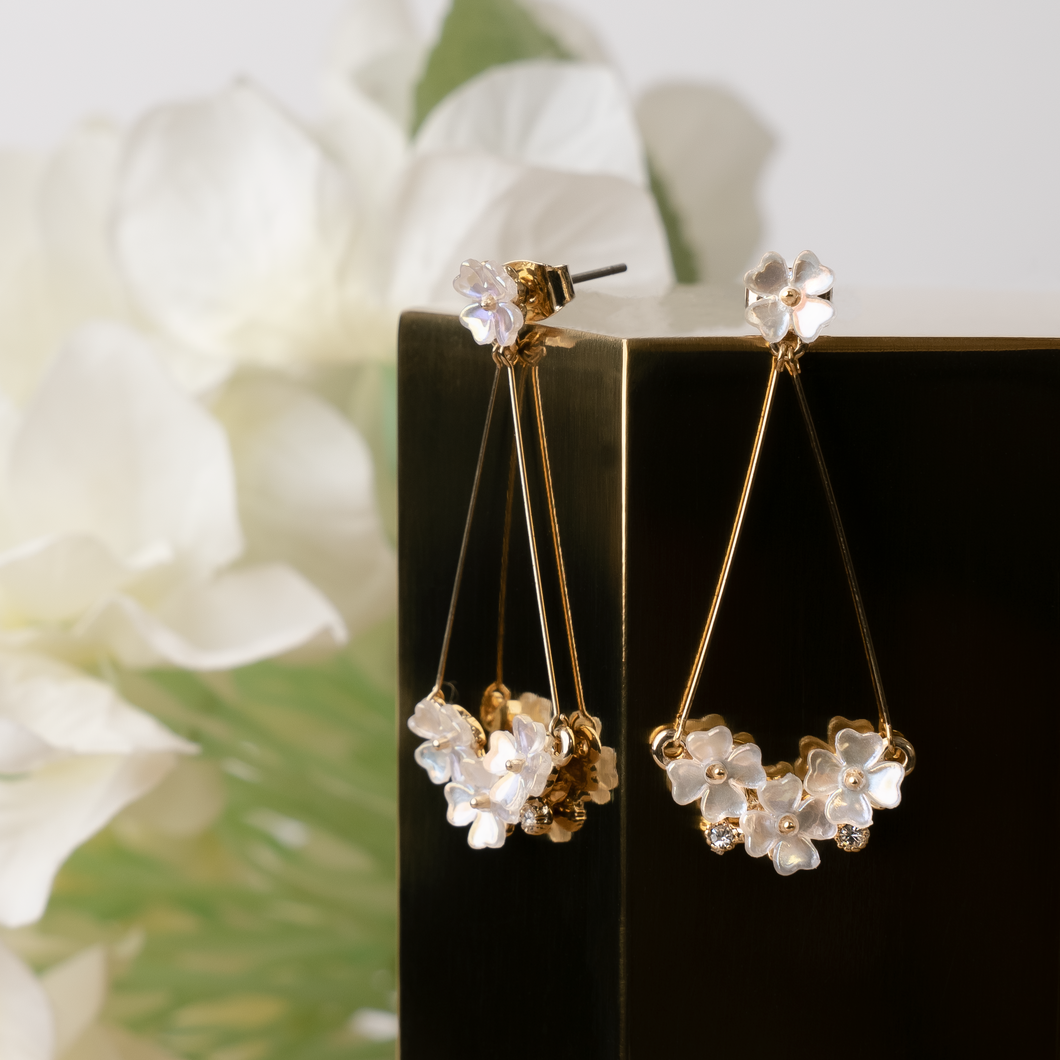 Cluster Simple Pearl Flower Drop Earrings