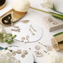 Load image into Gallery viewer, Cluster Flower Drop with Pearl Drop Earrings
