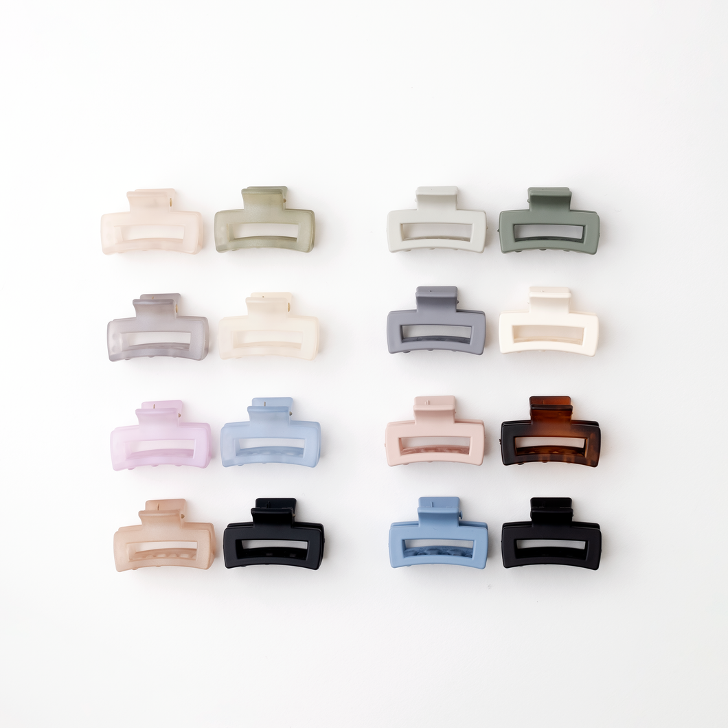 2pcs Set Small Matte Rectangle Hair Clips