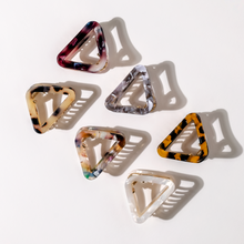Load image into Gallery viewer, Small Tortoise Triangle Acetate Hair Clips
