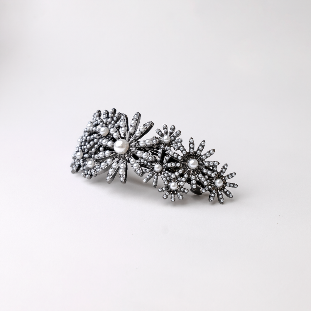 Statement Flower Crystal Pearl Hair Barrette