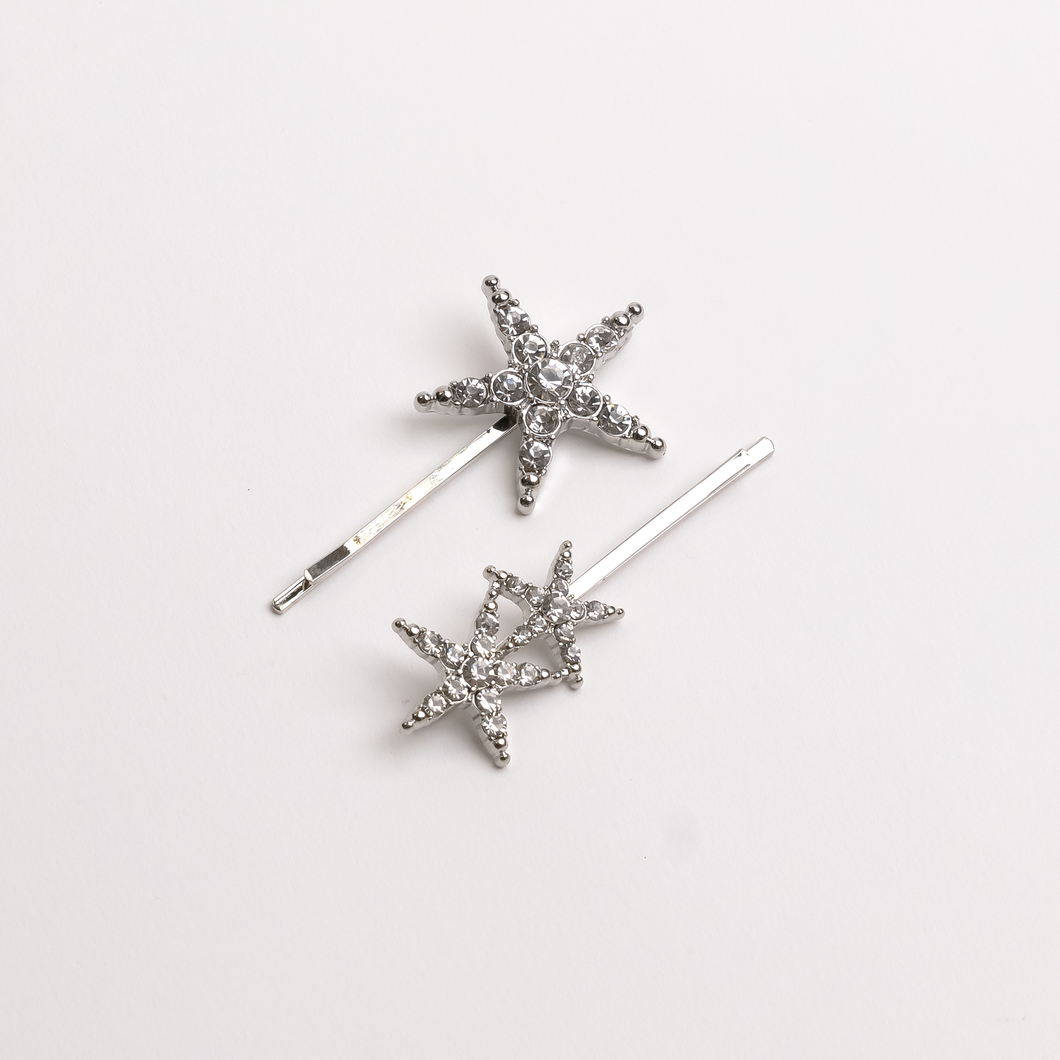 2pcs Set Star Crystal Hair Pins