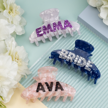 Load image into Gallery viewer, Sparkling Personalized Large Acetate Hair Claw Clip
