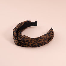 Load image into Gallery viewer, Leopard Print Top Knot Headband, Fall Winter Soft Fabric knotted Headband
