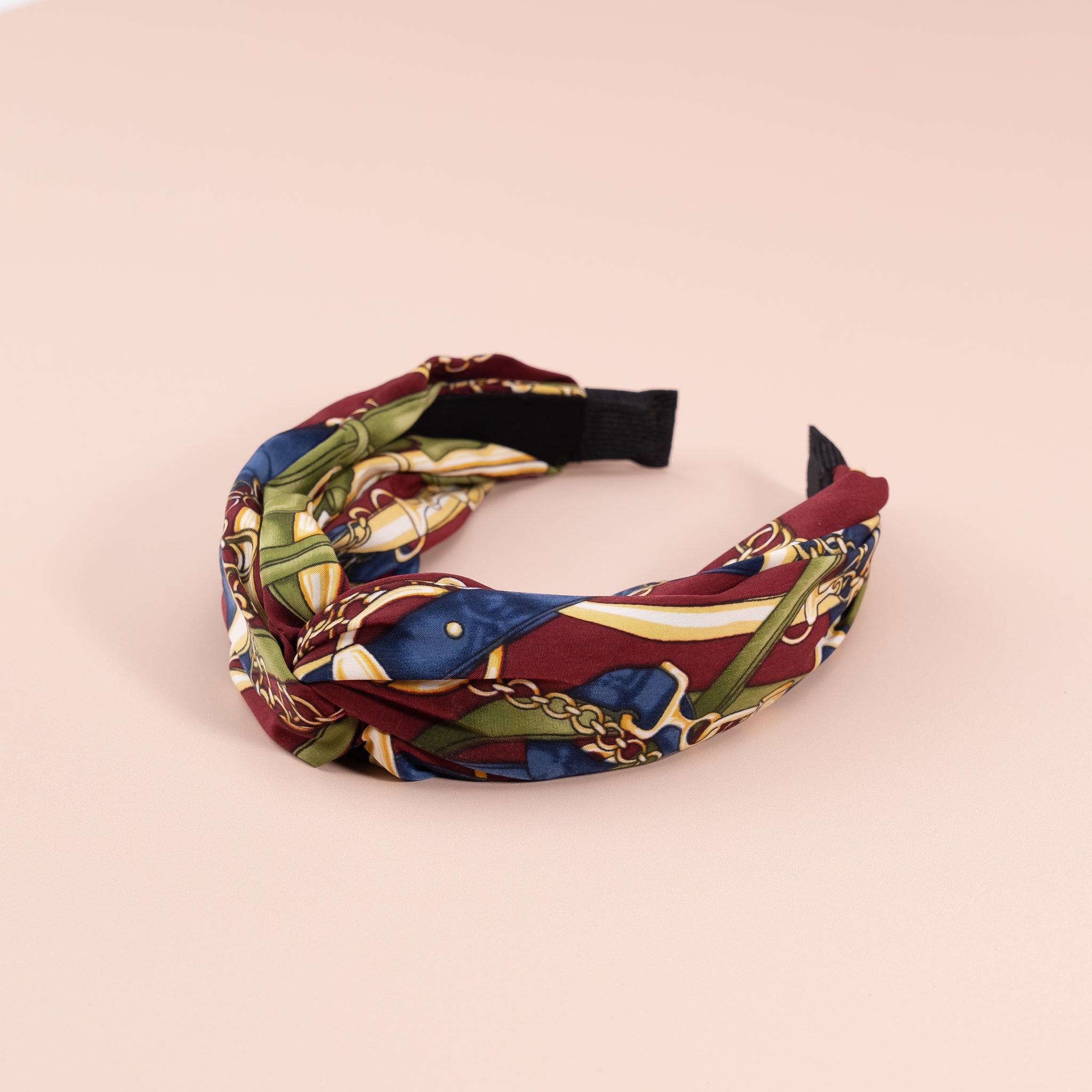 Pure silk top knot chain embroidered headband. Knotted Silk Headband | Twist Silk Headband | Silknlove  main image 4