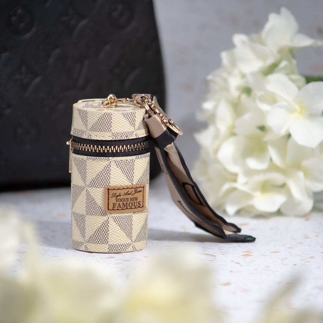 Luxury Leather Lipstick Bag Charm, Handbag Key Chain, Coin Purse Wallet Key Ring