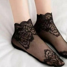 Load image into Gallery viewer, 2 Pairs Women&#39;s Rose Sheer Lace Socks

